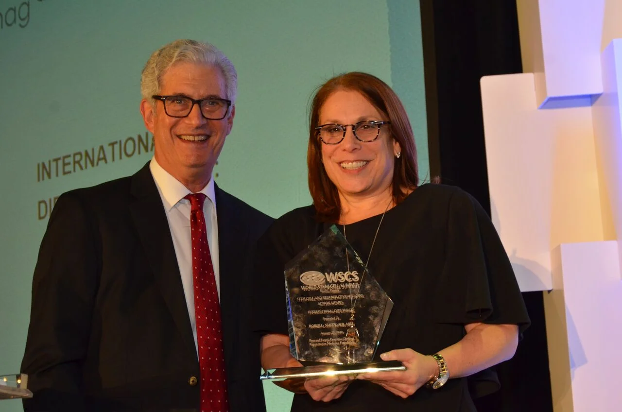 Dr. Robin Smith with Bernie Siegel after the World Stem Cell Summit International Diplomacy Award