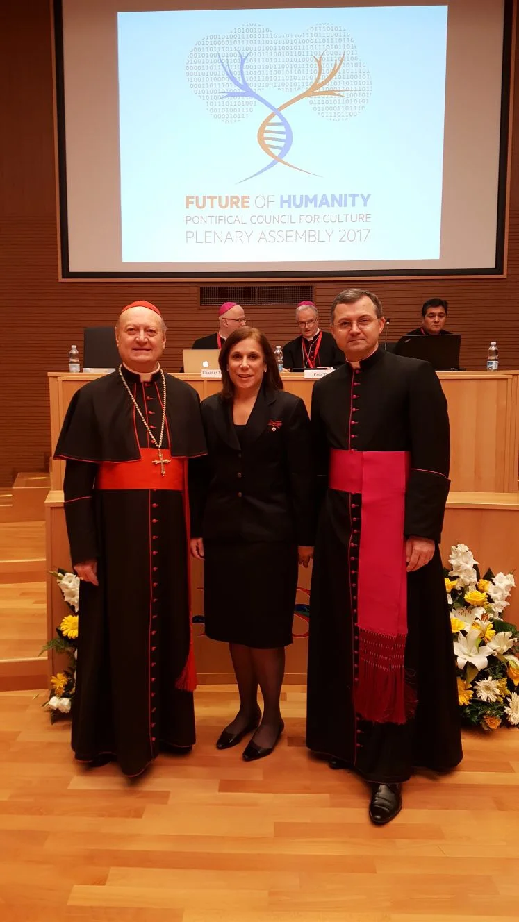 Dr. Robin L. Smith with Cardinal Gianfranco Ravasi and Monsignor Tomasz Trafny