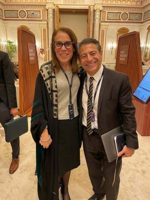 Dr. Robin L. Smith with Dr. Peter Diamandis at the 7th Future Investment Initiative (FII7) in Riyadh, Saudi Arabia, October 2023.